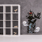 Tombstone and owl die-cut decal, black owl with red eyes on tombstones