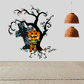 Halloween tombstone jack-o-lantern monster die-cut decal, black with orange faces
