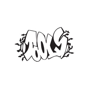 Tools graffiti decal, black stylized word art