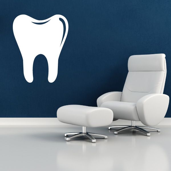 White tooth decal sticker with detailed dental shape for wall decoration