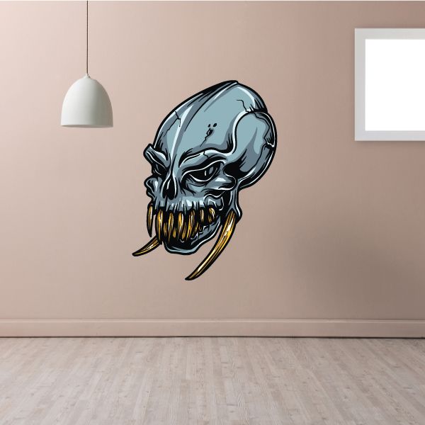 Image of Toothy Alien Skull Sticker