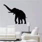 Elephant wall decal silhouette with trunk up and legs spread, black