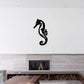 Black stylized seahorse decal with open mouth