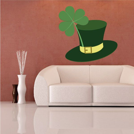 Image of Top Hat 3 Leaf Clover Sticker