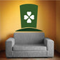 Green top hat decal with white 4-leaf clover, die-cut