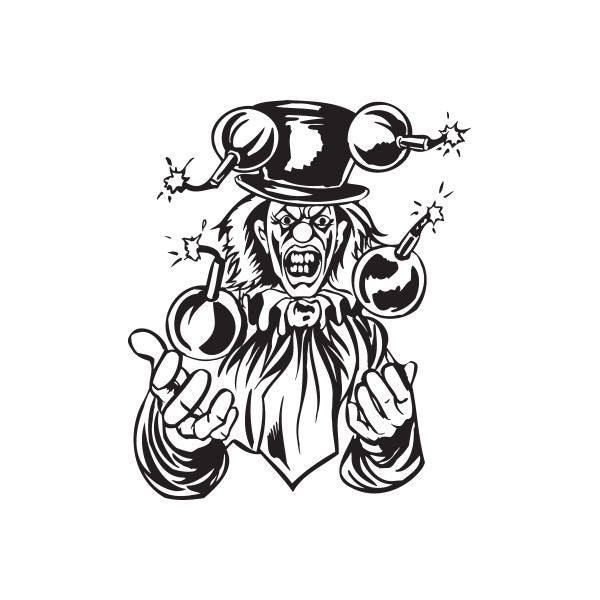 Image of Top Hat Clown Juggling Bombs Decal