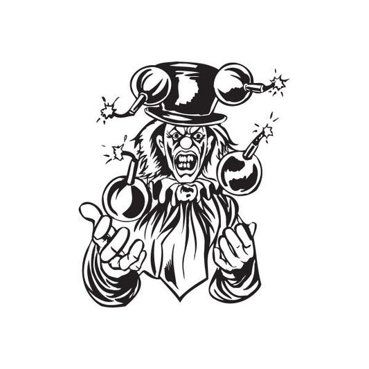 Image of Top Hat Clown Juggling Bombs Decal