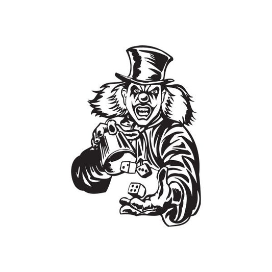 Image of Top Hat Clown Rolling Dice Decal