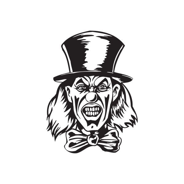 Top hat clown face bow tie decal