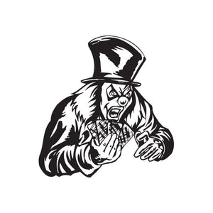 Black-and-white top hat clown decal