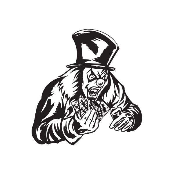 Black-and-white top hat clown decal