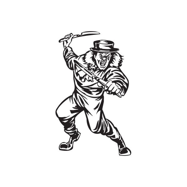 Clown top hat decal of a jester holding a razor