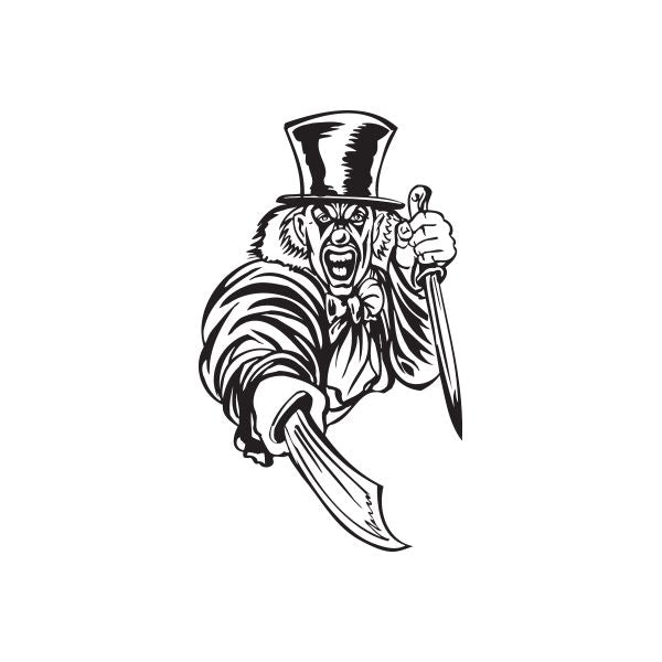 Clown top hat decal showing a bearded jester holding a knife