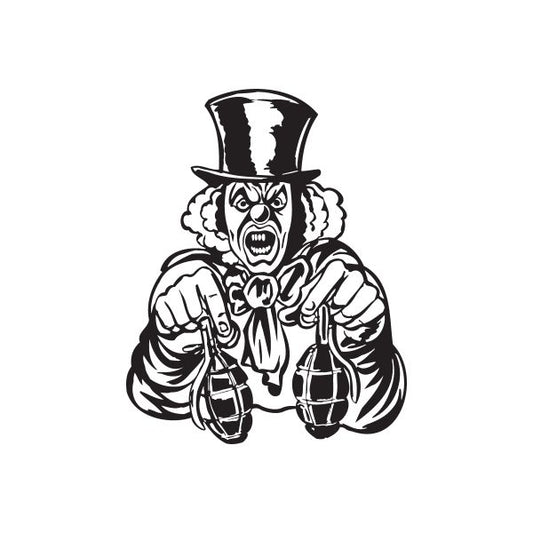 Image of Top Hat Clown with Two Grenades Decal