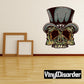 Skull sticker with ornate top hat, colorful teal and gold details