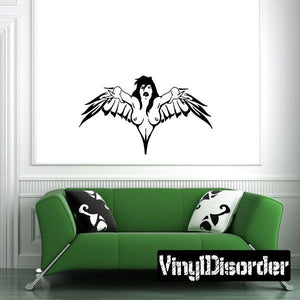 Angel torso wall decal with black and white wings design