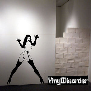 Dancer silhouette wall decal with heels and arms raised