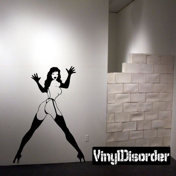 Dancer silhouette wall decal with heels and arms raised