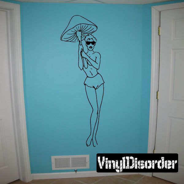 Image of Topless Woman with Mushroom Decal