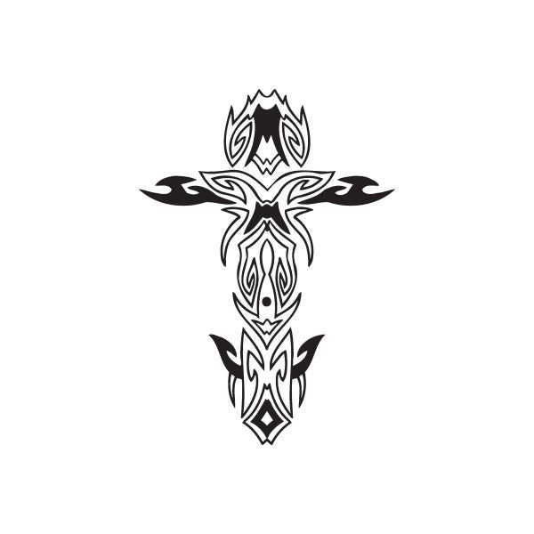 Image of Totemic Cross with Tribal Flames Decal