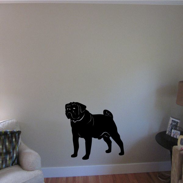 Black pug dog silhouette wall decal