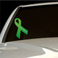Green awareness ribbon vinyl sticker with green ribbon and small text