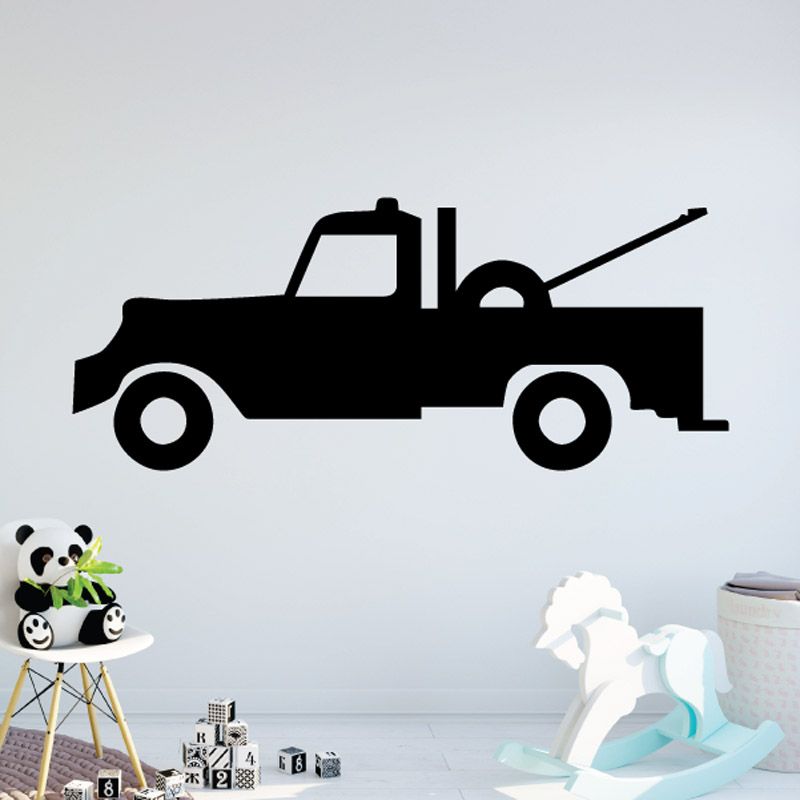 Black tow truck vinyl wall decal silhouette