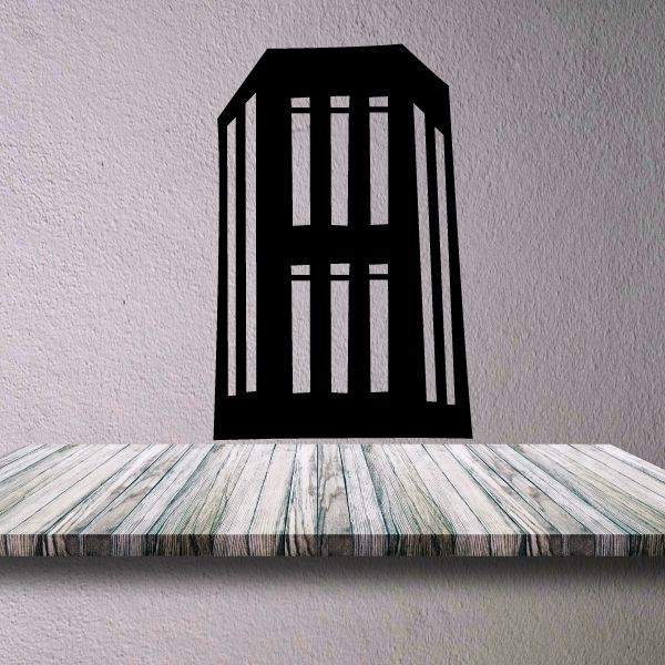 Black tower building wall decal with grid windows, vinyl sticker