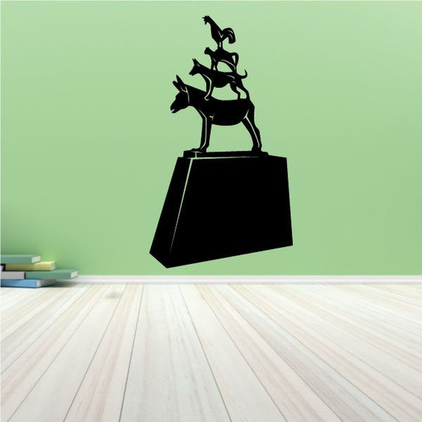 Black Town Musicians of Bremen decal: four animals on pedestal silhouette