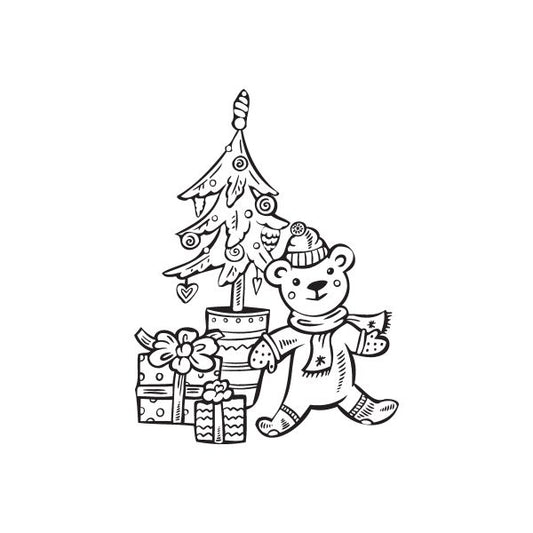 Image of Toy Bear and Christmas Tree Decal