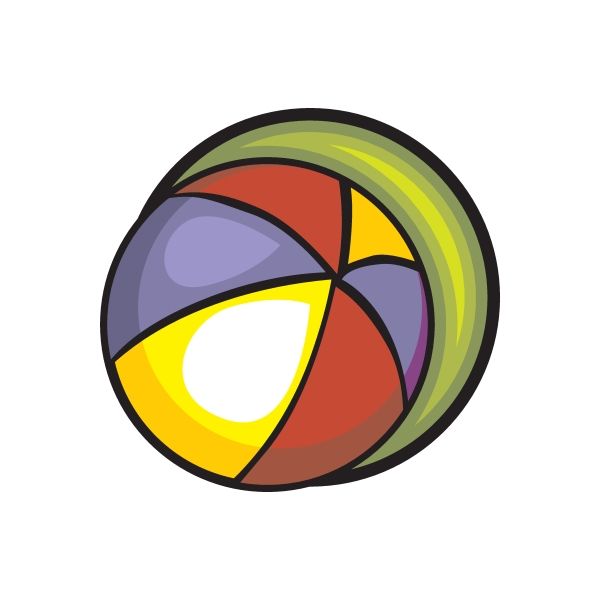 Die-cut vinyl sticker, circular abstract swirl in red, yellow, purple, and green