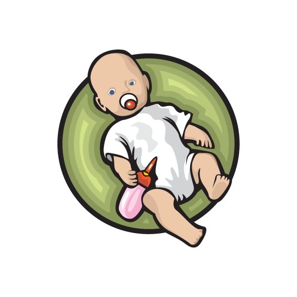 Cartoon baby crawling die-cut vinyl sticker with pacifier