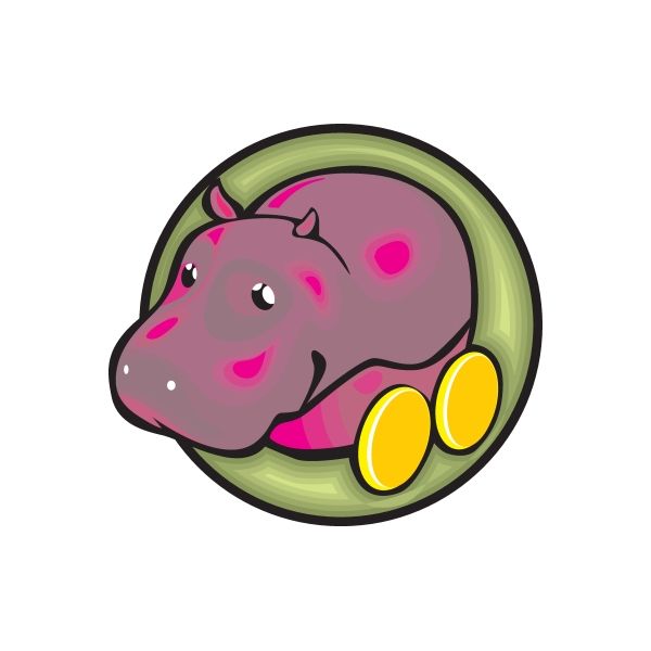 Cartoon animal vinyl decal with helmet and pink face accents