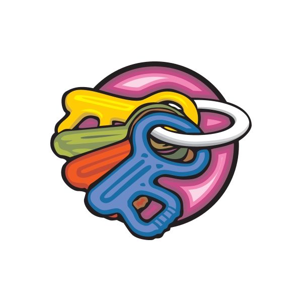 Die-cut vinyl wall decal sticker with colorful cartoon character head