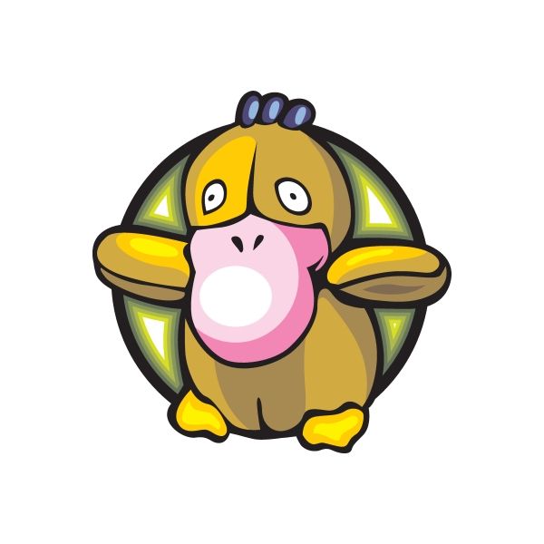 Die-cut vinyl sticker of a cartoon yellow dog with big eyes and floppy ears