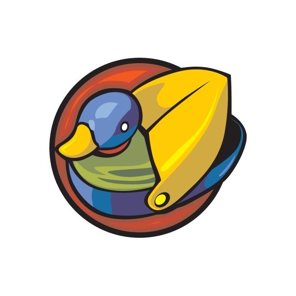 Die-cut vinyl cartoon bird sticker, multicolor yellow beak, blue body, round shape