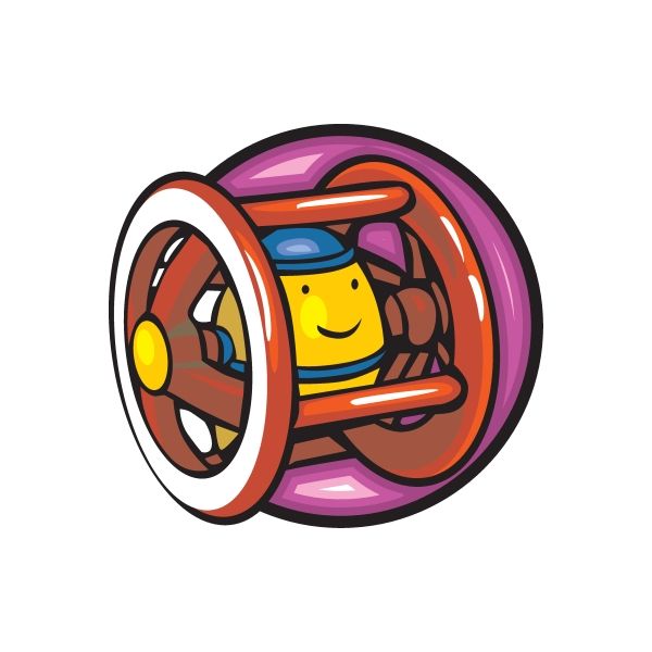 Die-cut toy car wheel sticker, colorful cartoon design