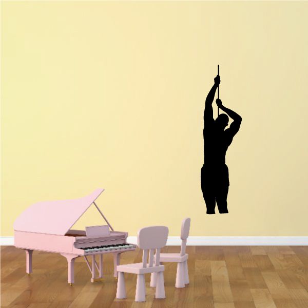 Pole vaulter athlete wall decal, black vinyl silhouette