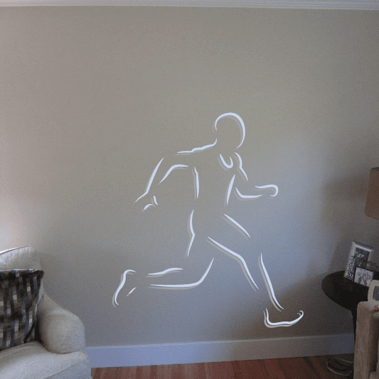 Side Profile Competition Runner Track and Field Meet Vinyl Sticker featuring side profile competition runner for custom sports decor in custom size and color