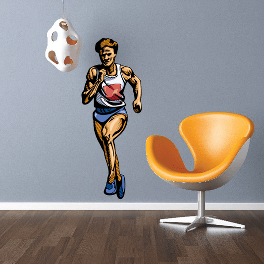 Clean Cut Competition Runner Track and Field Outdoor Vinyl Sticker featuring clean cut competition runner for custom sports decor in custom size and color