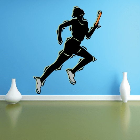 Sprint Form Competition Runner Track and Field Sports Vinyl Sticker featuring sprint form competition runner for custom sports decor in custom size and color