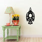 Traditional crow wall decal, black silhouette with heart-shaped eyes