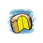 Easter bread sticker showing a cartoon loaf cut in half with yellow filling