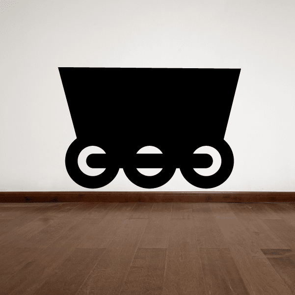 Coal car decal with black cart silhouette and white circular emblem
