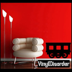 Train passenger car decal with windows and wheels