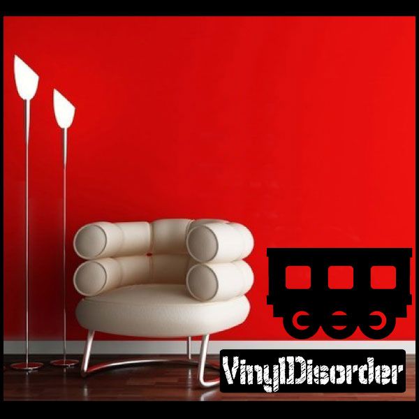 Train passenger car decal with windows and wheels