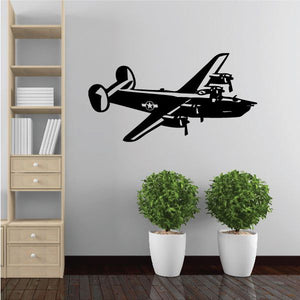 Transport seaplane decal, black airplane silhouette with propeller and seaplane details