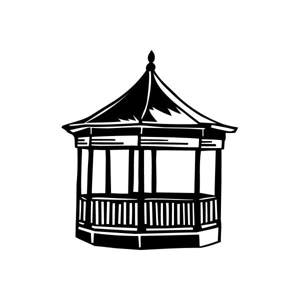 Black building gazebo outline vinyl window decal sticker