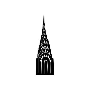 Black building tower vinyl window decal sticker with arched facade