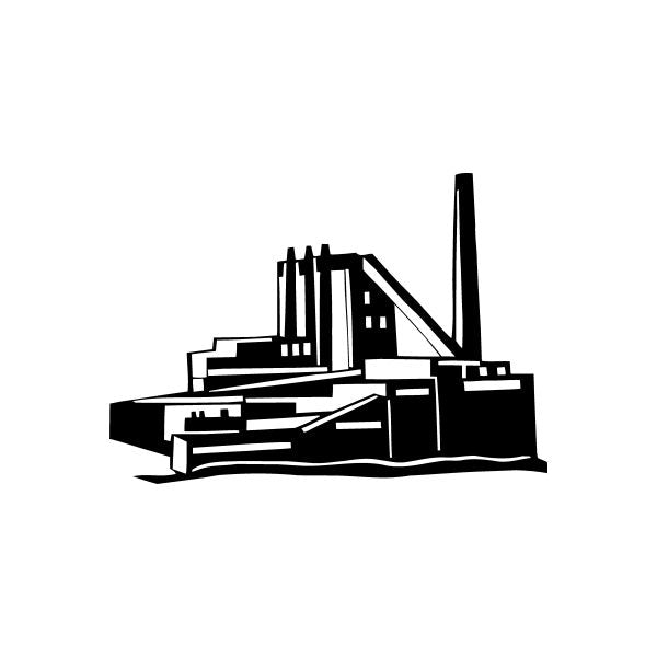Black building silhouette vinyl window decal sticker